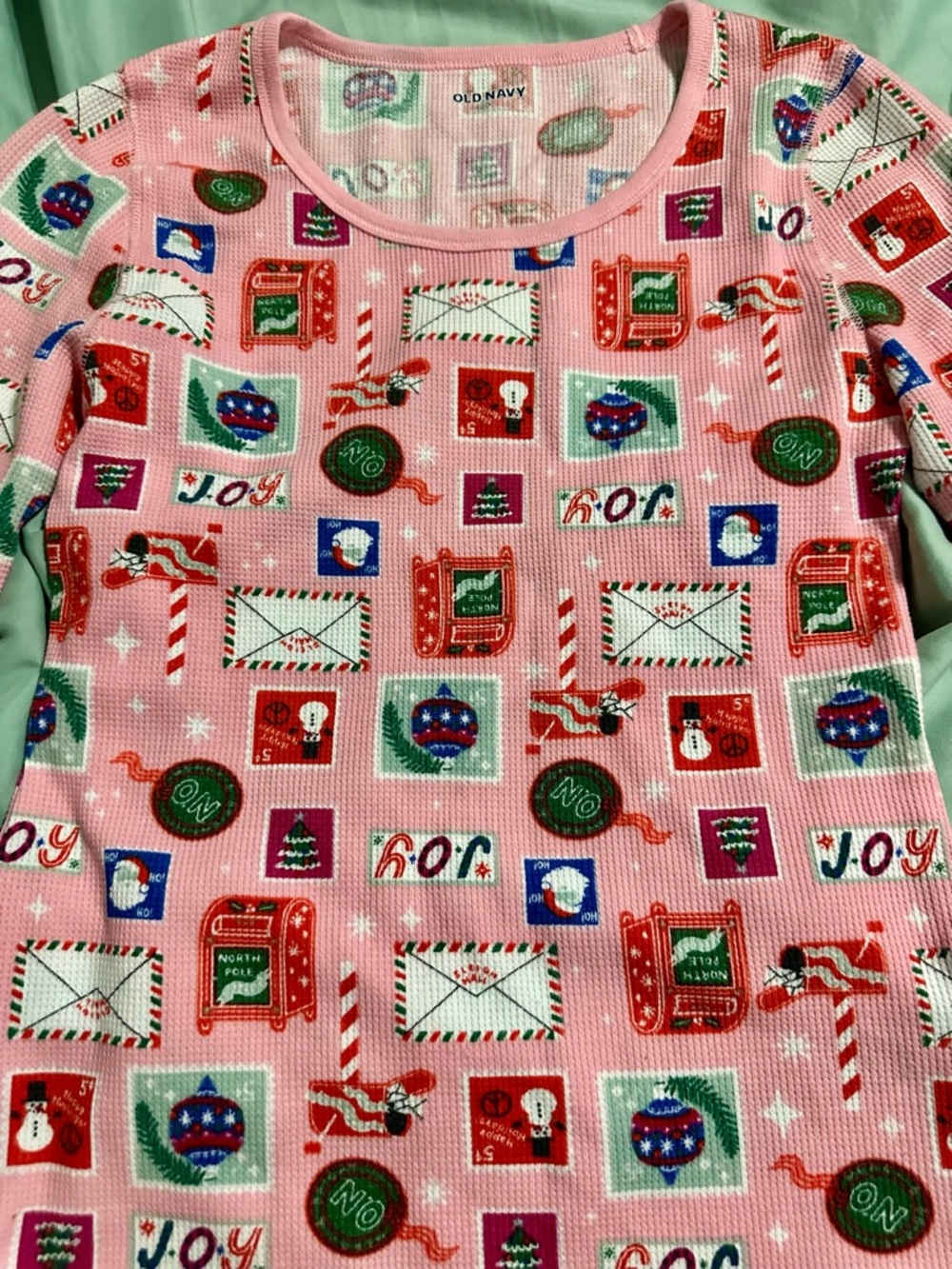 Pink Holiday Print Long Sleeve Top - Picture 6 of 6